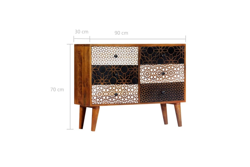 Senkki painetulla kuviolla 90x30x70 cm täysi mangopuu - Ruskea - Säilytys - Säilytyskalusteet - Senkki