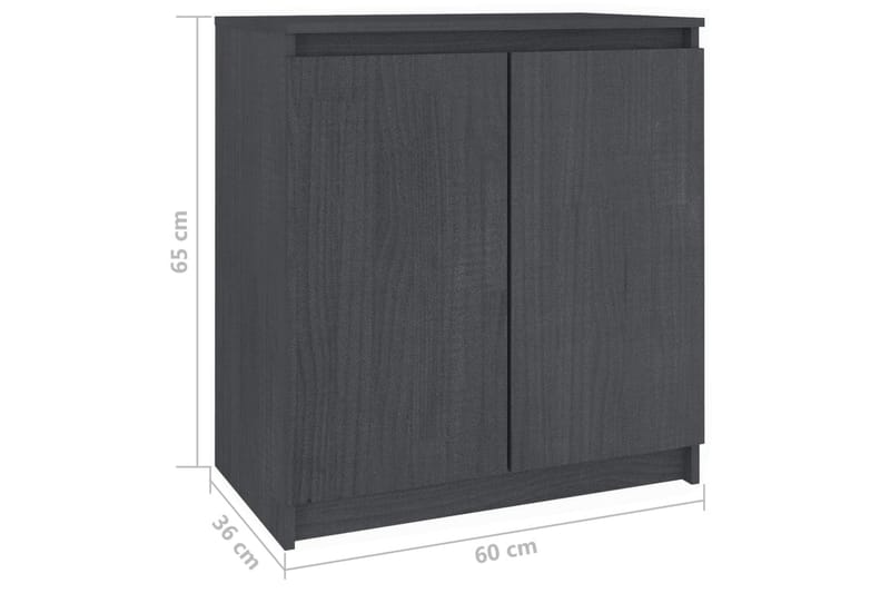 Sivukaappi harmaa 60x36x65 cm täysi mänty - Harmaa - Säilytys - Säilytyskalusteet - Senkki
