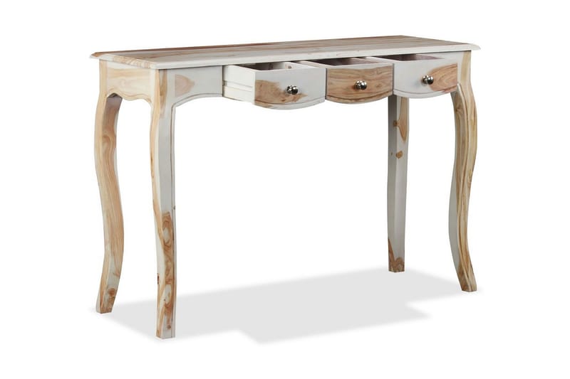 Sivupöytä 3 vetolaatikolla Kiinteä seesampuu 110x40x76 cm - Valkoinen - Säilytys - Säilytyskalusteet - Senkki