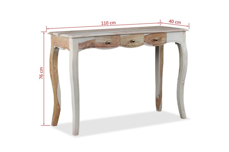 Sivupöytä 3 vetolaatikolla Kiinteä seesampuu 110x40x76 cm - Valkoinen - Säilytys - Säilytyskalusteet - Senkki