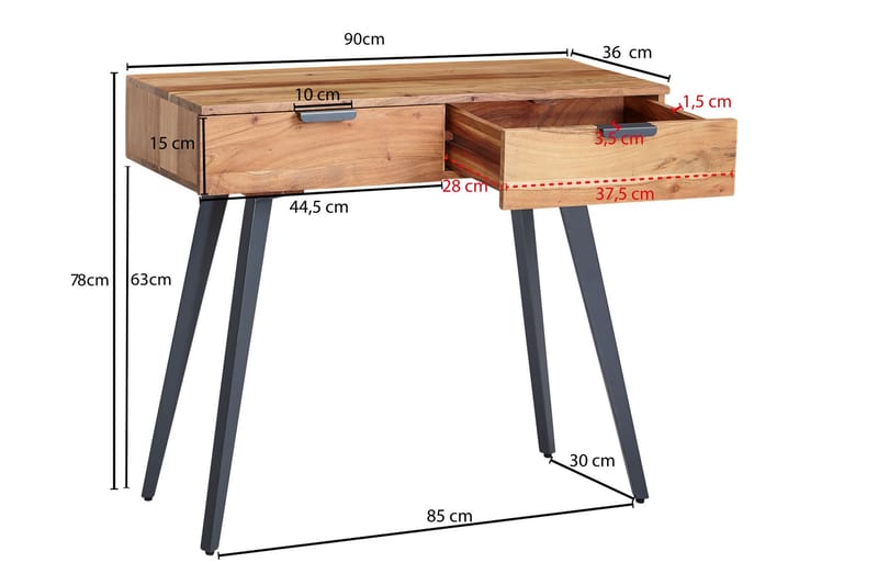 Sivupöytä Clanton 90x36 cm - Ruskea/Musta - Säilytys - Säilytyskalusteet - Senkki