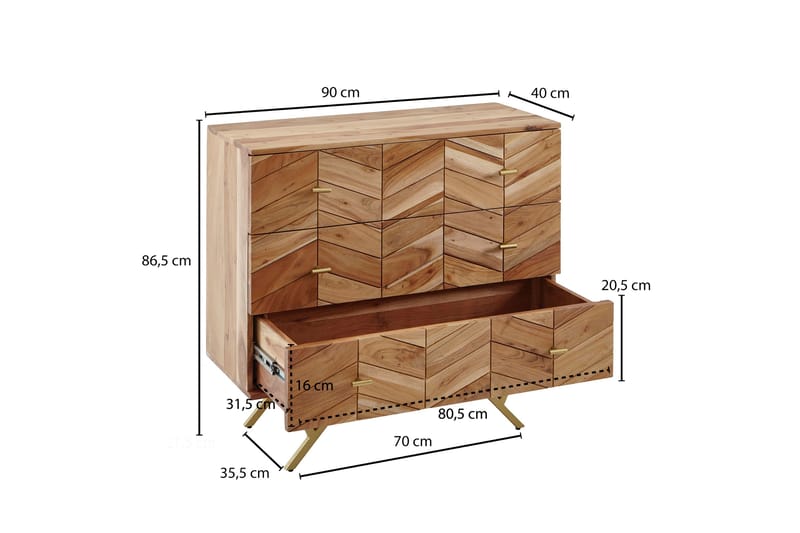 Sivupöytä Clanton 90x40 cm - Ruskea - Säilytys - Säilytyskalusteet - Senkki
