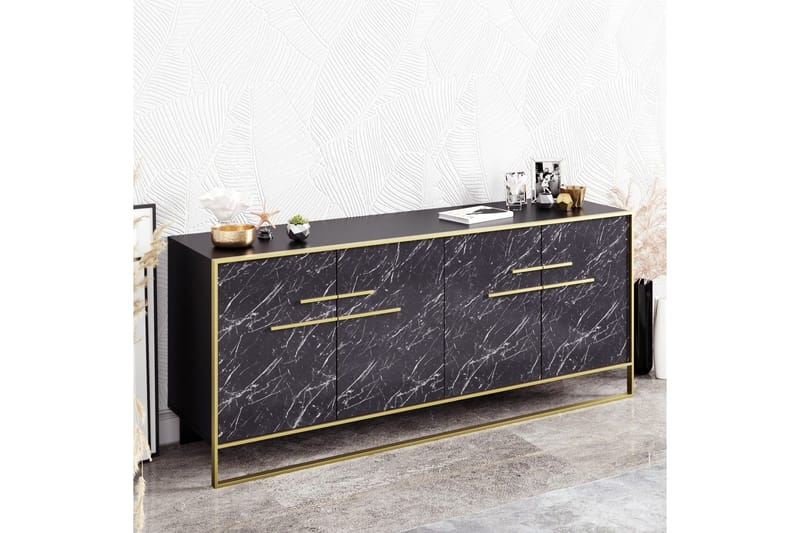 Sivupöytä Pewo 180 cm - Kulta/Musta - Säilytys - Säilytyskalusteet - Senkki