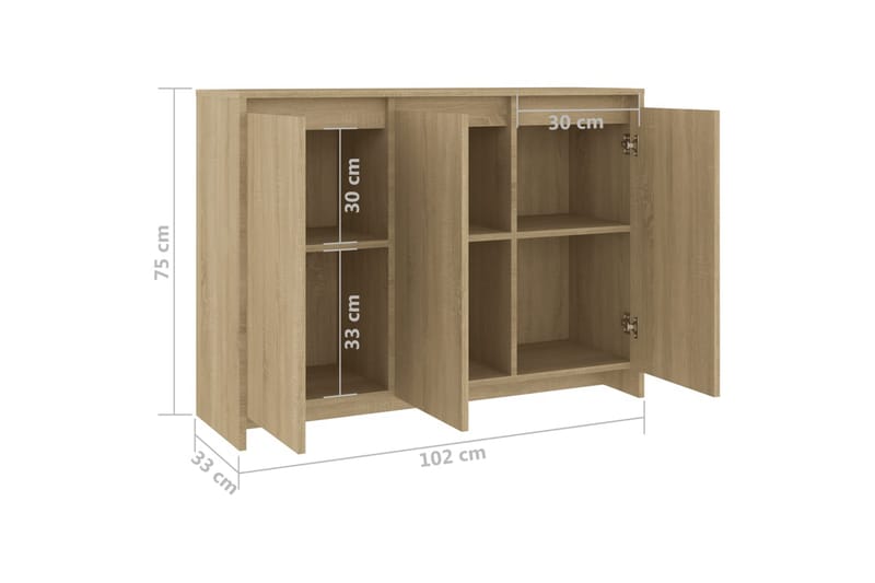 Senkki Sonoma-tammi 102x33x75 cm lastulevy - Beige - Säilytys - Säilytyskalusteet - Senkki