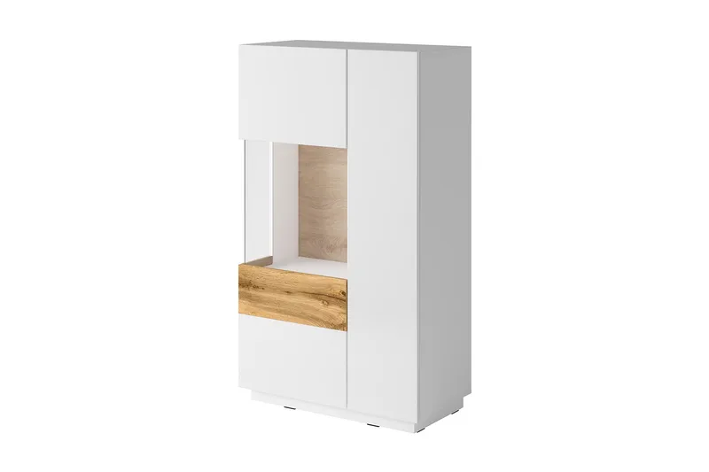 Tomeka senkki 80 cm puuta tammijäljitelmällä - Valkoinen|Beige - Säilytys - Säilytyskalusteet - Senkki