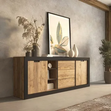 Senkki Tudor 2 ovea ja 3 vetolaatikkoa - 85 cm - Säilytys - Säilytyskalusteet - Senkki