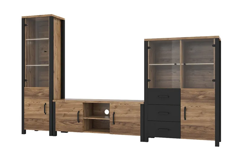 TV-kalustepaketti Dingelvik - Musta/Puu/Luonnonväri - Säilytys - Säilytyskalusteet - Senkki