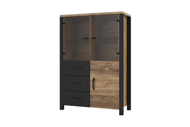 TV-kalustepaketti Dingelvik, Musta/Puu/Luonnonväri