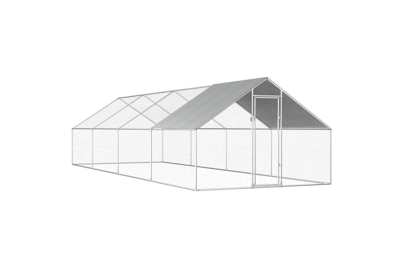 Ulkotilan kanahäkki galvanoitu teräs 2,75x8x1,92 m - Hopea - Säilytys - Säilytyskalusteet - Senkki