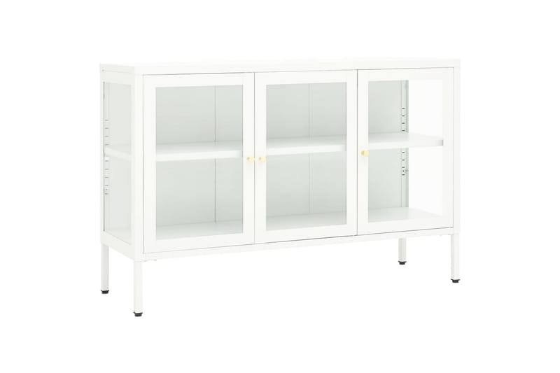 Senkki valkoinen 105x35x70 cm teräs ja lasi - Valkoinen - Säilytys - Säilytyskalusteet - Senkki