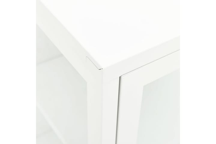 Senkki valkoinen 105x35x70 cm teräs ja lasi - Valkoinen - Senkki