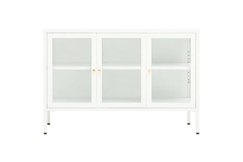 Senkki valkoinen 105x35x70 cm teräs ja lasi - Valkoinen - Säilytys - Säilytyskalusteet - Senkki