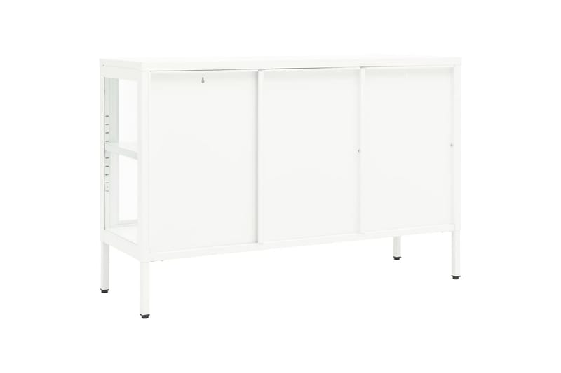 Senkki valkoinen 105x35x70 cm teräs ja lasi - Valkoinen - Säilytys - Säilytyskalusteet - Senkki