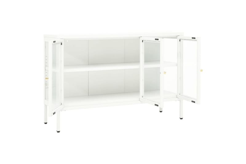 Senkki valkoinen 105x35x70 cm teräs ja lasi - Valkoinen - Säilytys - Säilytyskalusteet - Senkki