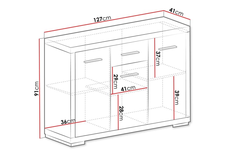 Vegas Senkki 127,5x40,5x91 cm - Säilytys - Säilytyskalusteet - Senkki