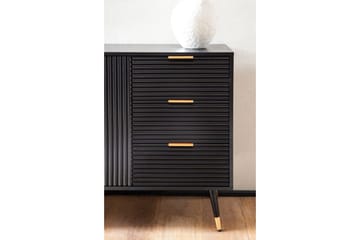 Senkki Wohnling Kalvopäällystetty lastulevy tammioptiikka 120 cm 2 ovea 3 laatikkoa moderni - Säilytys - Säilytyskalusteet - Senkki