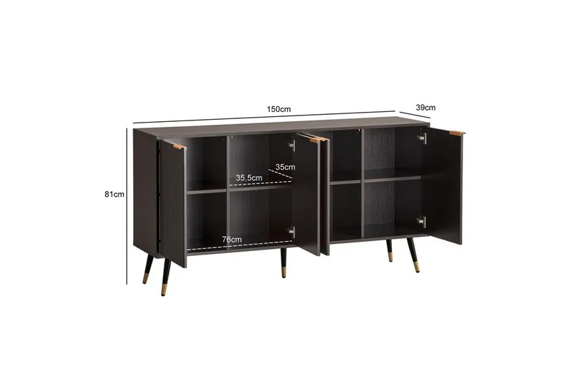 Senkki Wohnling Kalvopäällystetty lastulevy tammioptiikka 150 cm 4 ovea moderni - Huonekalut - Pöytä & ruokailuryhmä - Apupöytä & sivupöytä - Eteispöytä