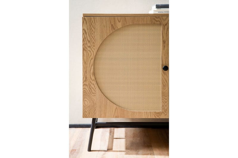 Senkki Wohnling Kalvopäällystetty lastulevy tammioptiikka puolipallo rottinkipunottu ilme 3 ovea moderni - Huonekalut - Pöytä & ruokailuryhmä - Apupöytä & sivupöytä - Tarjotinpöytä & pikkupöytä