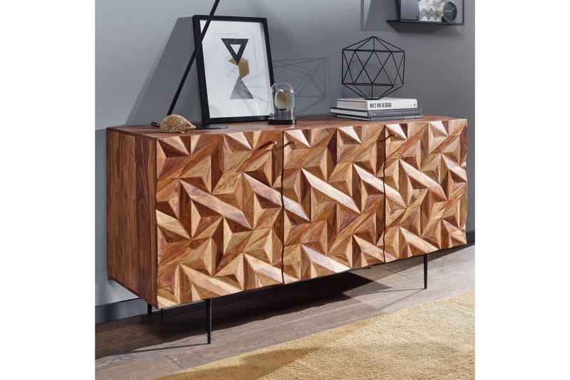 Senkki Wohnling Massiivipuu 3 D geometrinen etuosa 144 cm Teollinen - Huonekalut - Pöytä & ruokailuryhmä - Apupöytä & sivupöytä - Tarjotinpöytä & pikkupöytä