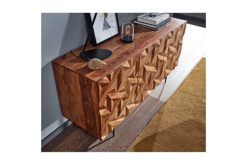 Senkki Wohnling Massiivipuu 3 D geometrinen etuosa 144 cm Teollinen - Huonekalut - Pöytä & ruokailuryhmä - Apupöytä & sivupöytä - Tarjotinpöytä & pikkupöytä