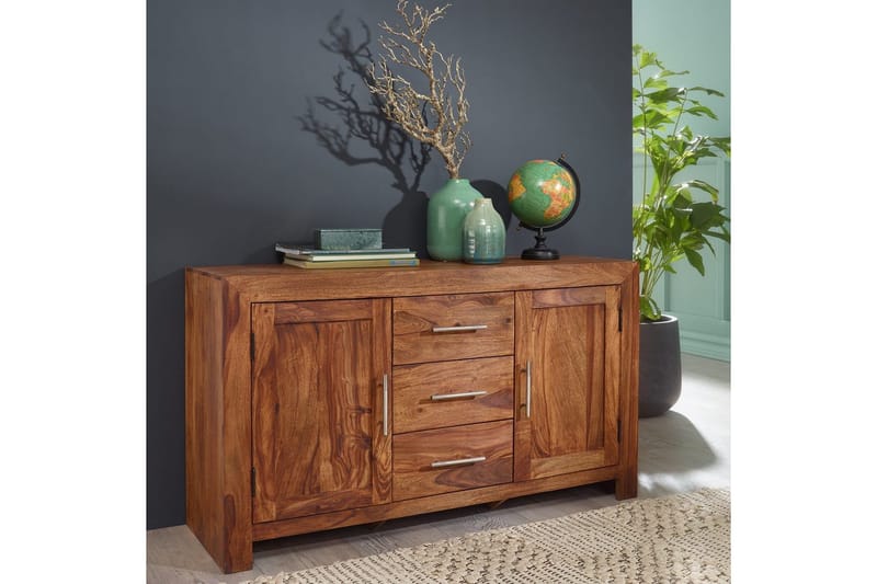 Senkki Wohnling Massiivipuuta 118 x 40 cm 2 ovea 3 laatikkoa Maalaistalo - Huonekalut - Pöytä & ruokailuryhmä - Apupöytä & sivupöytä - Tarjotinpöytä & pikkupöytä