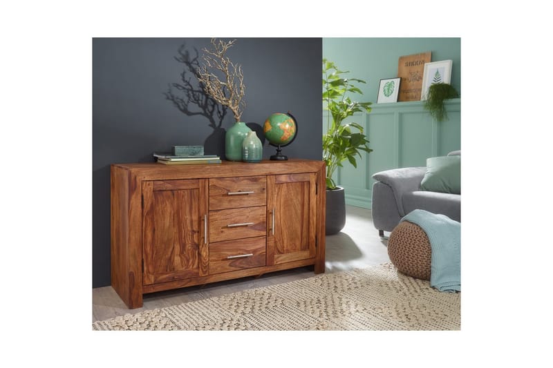 Senkki Wohnling Massiivipuuta 118 x 40 cm 2 ovea 3 laatikkoa Maalaistalo - Huonekalut - Pöytä & ruokailuryhmä - Apupöytä & sivupöytä - Tarjotinpöytä & pikkupöytä