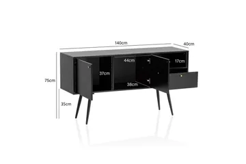 Senkki Wohnling Melamiinilla päällystetty MDF 140 cm 2 ovella 1 laatikko moderni - Säilytys - Säilytyskalusteet - Senkki