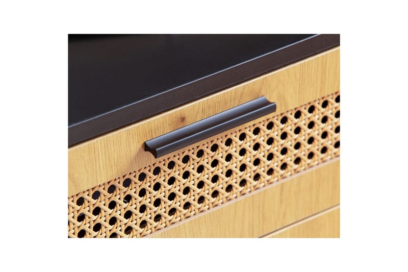 Senkki Wohnling Melamiinipäällysteinen MDF 80 cm 2 ovea 2 laatikkoa wieniläisellä punonnalla moderni - Huonekalut - Pöytä & ruokailuryhmä - Apupöytä & sivupöytä - Tarjotinpöytä & pikkupöytä
