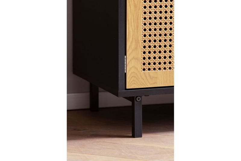 Senkki Wohnling Melamiinipäällysteinen MDF 80 cm 2 ovea 2 laatikkoa wieniläisellä punonnalla moderni - Huonekalut - Pöytä & ruokailuryhmä - Apupöytä & sivupöytä - Tarjotinpöytä & pikkupöytä