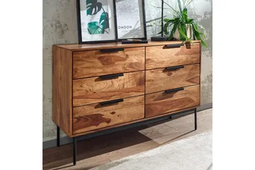 Senkki Wohnling Vankkaa puuta 117 cm 6 laatikkoa, filigraaniset metallijalat, maalaistalo - Säilytys - Säilytyskalusteet - Senkki