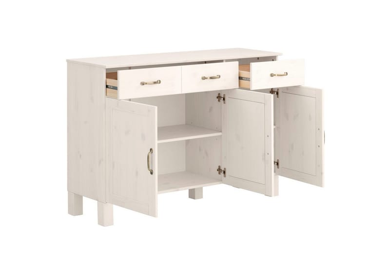 Senkkikaappi Alby 125x38x85 cm, Valkoinen - 125x38x85 cm, Valkoinen - Säilytys - Säilytyskalusteet - Senkki