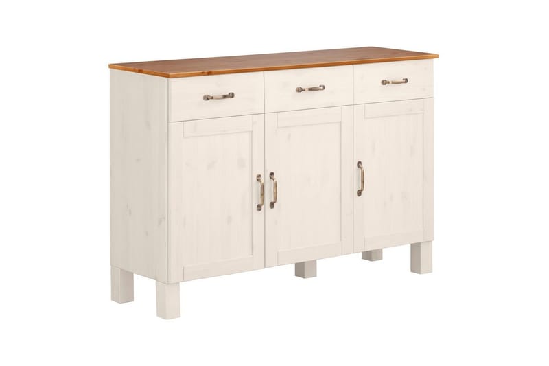 Senkkikaappi Alby 125x38x85 cm, Valkoinen/Hunaja - 125x38x85 cm, Valkoinen/Hunaja - Säilytys - Säilytyskalusteet - Senkki