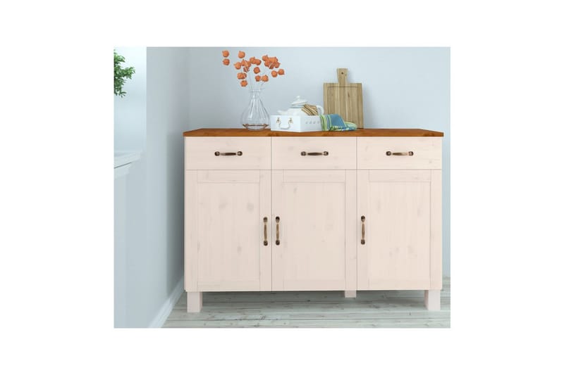 Senkkikaappi Alby 125x38x85 cm, Valkoinen/Hunaja - 125x38x85 cm, Valkoinen/Hunaja - Säilytys - Säilytyskalusteet - Senkki