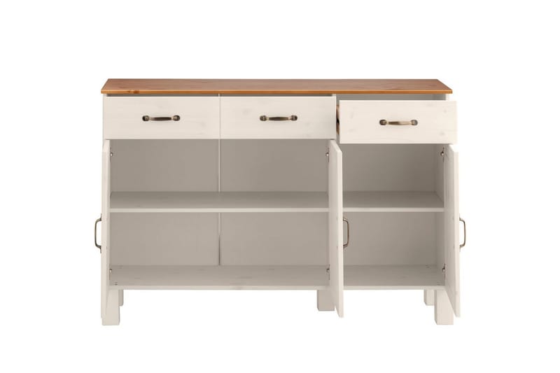 Senkkikaappi Alby 125x38x85 cm, Valkoinen/Hunaja - 125x38x85 cm, Valkoinen/Hunaja - Säilytys - Säilytyskalusteet - Senkki