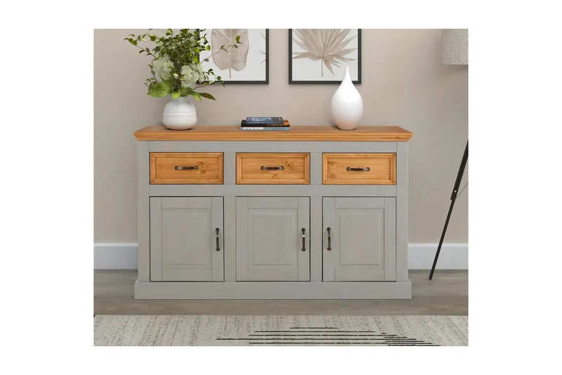 Senkkikaappi Selma 145x38x87 cm, Harmaa/Tahra/Vaha - 145x38x87 cm, Harmaa/Tahra/Vaha - Säilytys - Säilytyskalusteet - Senkki