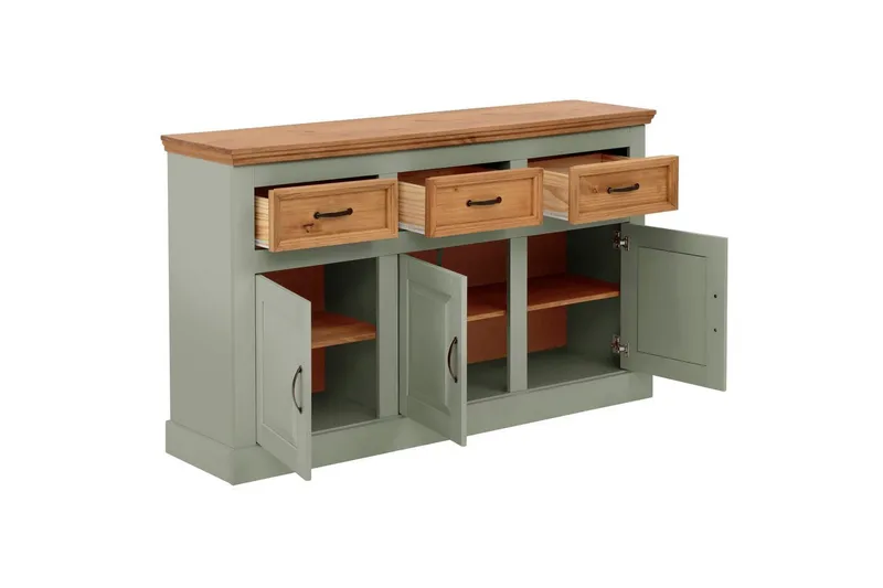 Senkkikaappi Selma 145x38x87 cm, Salviavihreä/Tahra/Vaha - 145x38x87 cm, Salviavihreä/Tahra/Vaha - Säilytys - Säilytyskalusteet - Senkki