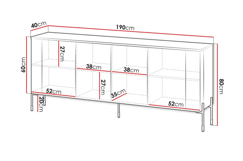 Sherie Senkki 190x40 cm - Beige - Säilytys - Säilytyskalusteet - Senkki