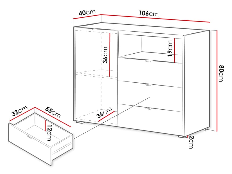 Sovren Lipasto 106 cm - Ruskea - Säilytys - Säilytyskalusteet - Lipasto
