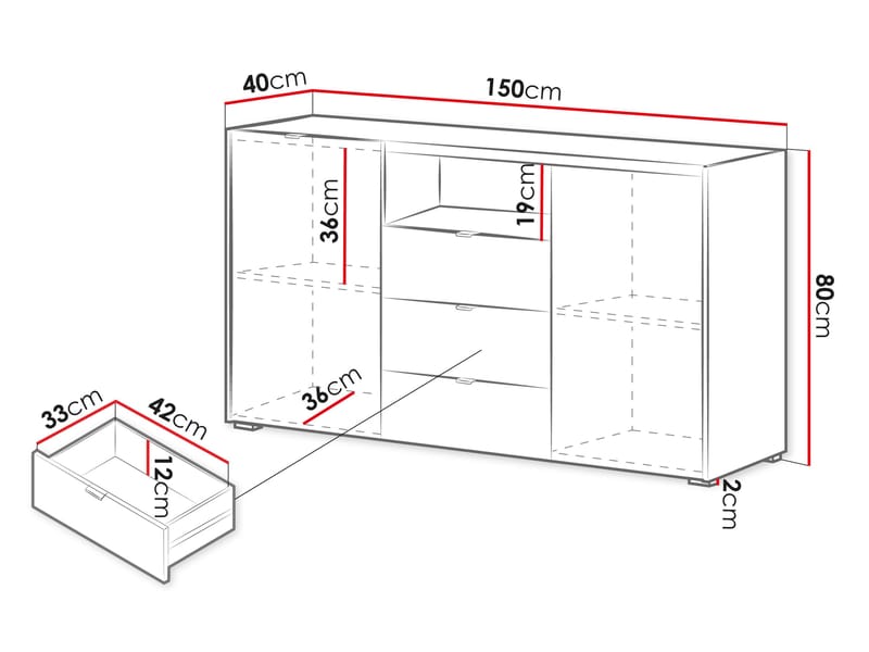 Sovren Lipasto 150 cm - Ruskea - Säilytys - Säilytyskalusteet - Lipasto
