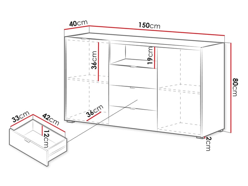 Sovren Lipasto 150 cm - Ruskea - Säilytys - Säilytyskalusteet - Lipasto