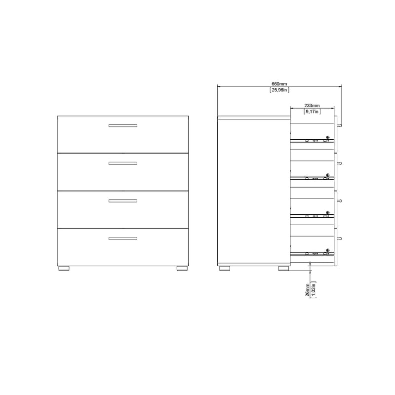 Suntia lipasto 4 laatikolla 70x40x82 cm - Säilytys - Säilytyskalusteet - Lipasto