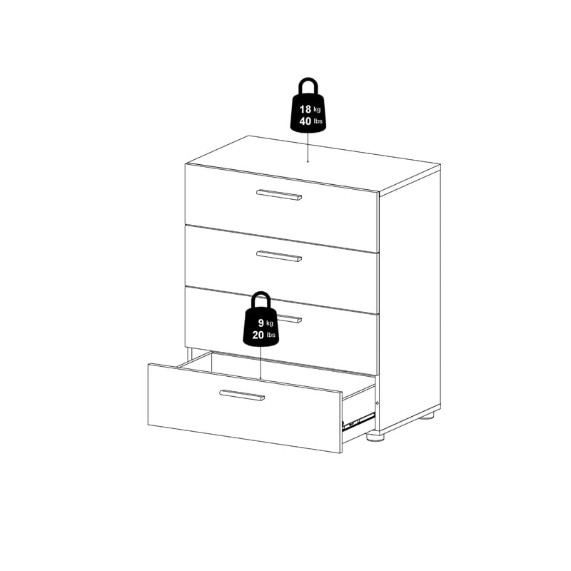 Suntia lipasto 4 laatikolla 70x40x82 cm - Säilytys - Säilytyskalusteet - Lipasto