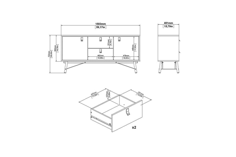 Tadami Senkki 150x40 cm - Luonnonväri - Säilytys - Säilytyskalusteet - Senkki