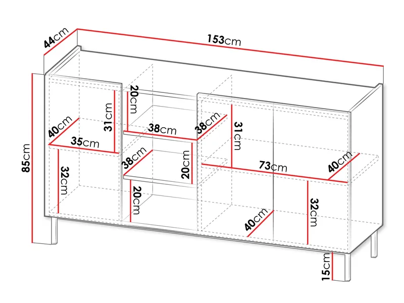 Tavrin Senkki 153x44 cm - Beige - Säilytys - Säilytyskalusteet - Senkki