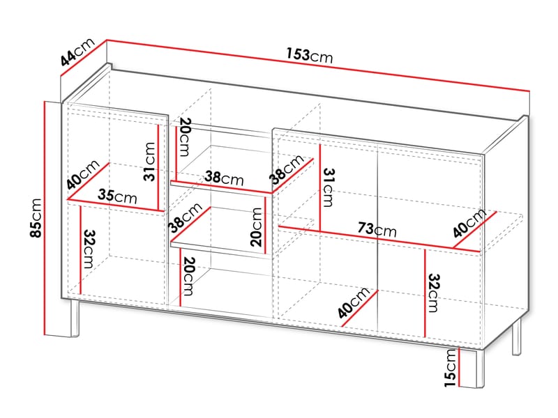 Tavrin Senkki 153x44 cm - Beige - Säilytys - Säilytyskalusteet - Senkki