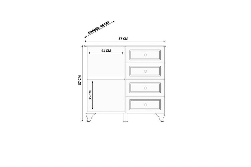Thoro Kulmalipasto 87 cm - Matta Valkoinen - Säilytys - Säilytyskalusteet - Lipasto