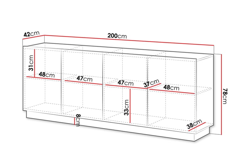 Torvalen Senkki 200x42 cm - Valkoinen - Säilytys - Säilytyskalusteet - Senkki