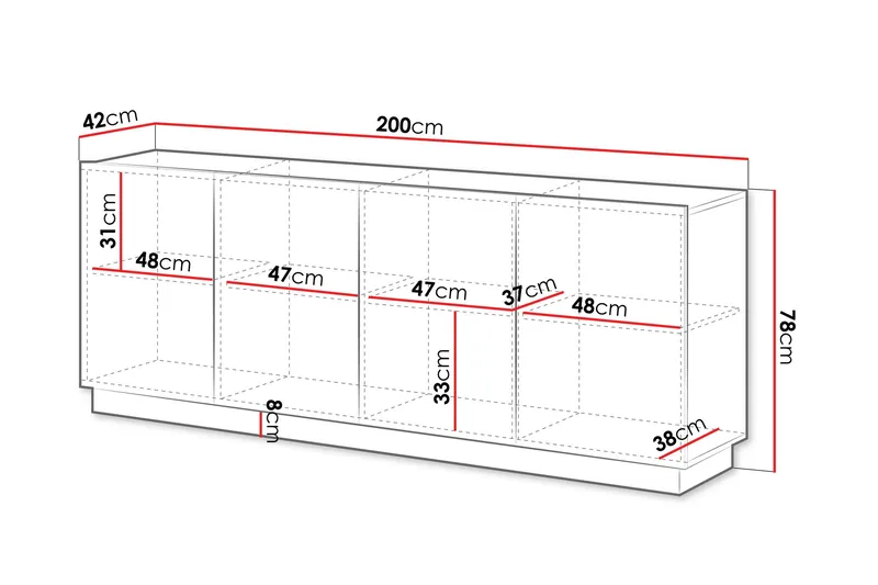 Torvalen Senkki 200x42 cm - Valkoinen - Säilytys - Säilytyskalusteet - Senkki