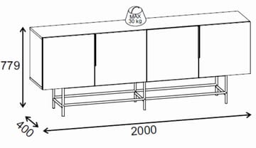 Truvia konsolipöytä 200x77,9x40 cm - Antrasiitti/Musta - Säilytys - Säilytyskalusteet - Senkki