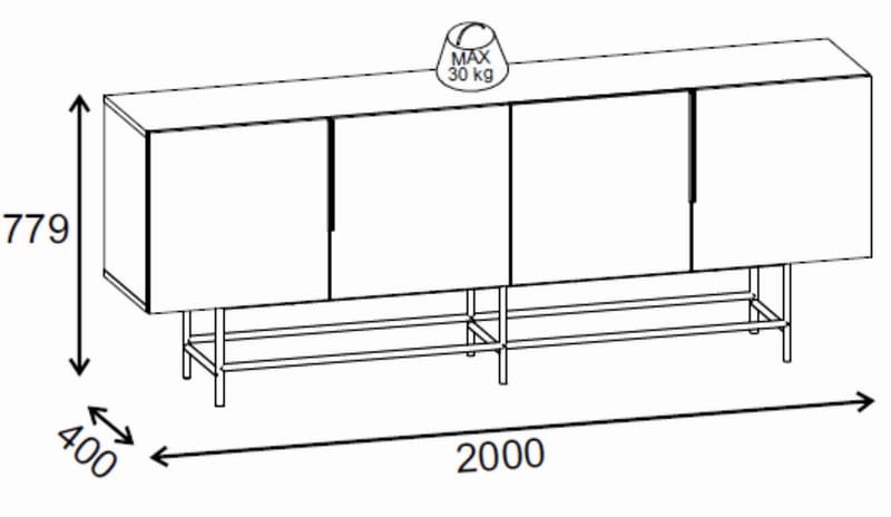 Truvia konsolipöytä 200x77,9x40 cm - Antrasiitti/Musta - Säilytys - Säilytyskalusteet - Senkki